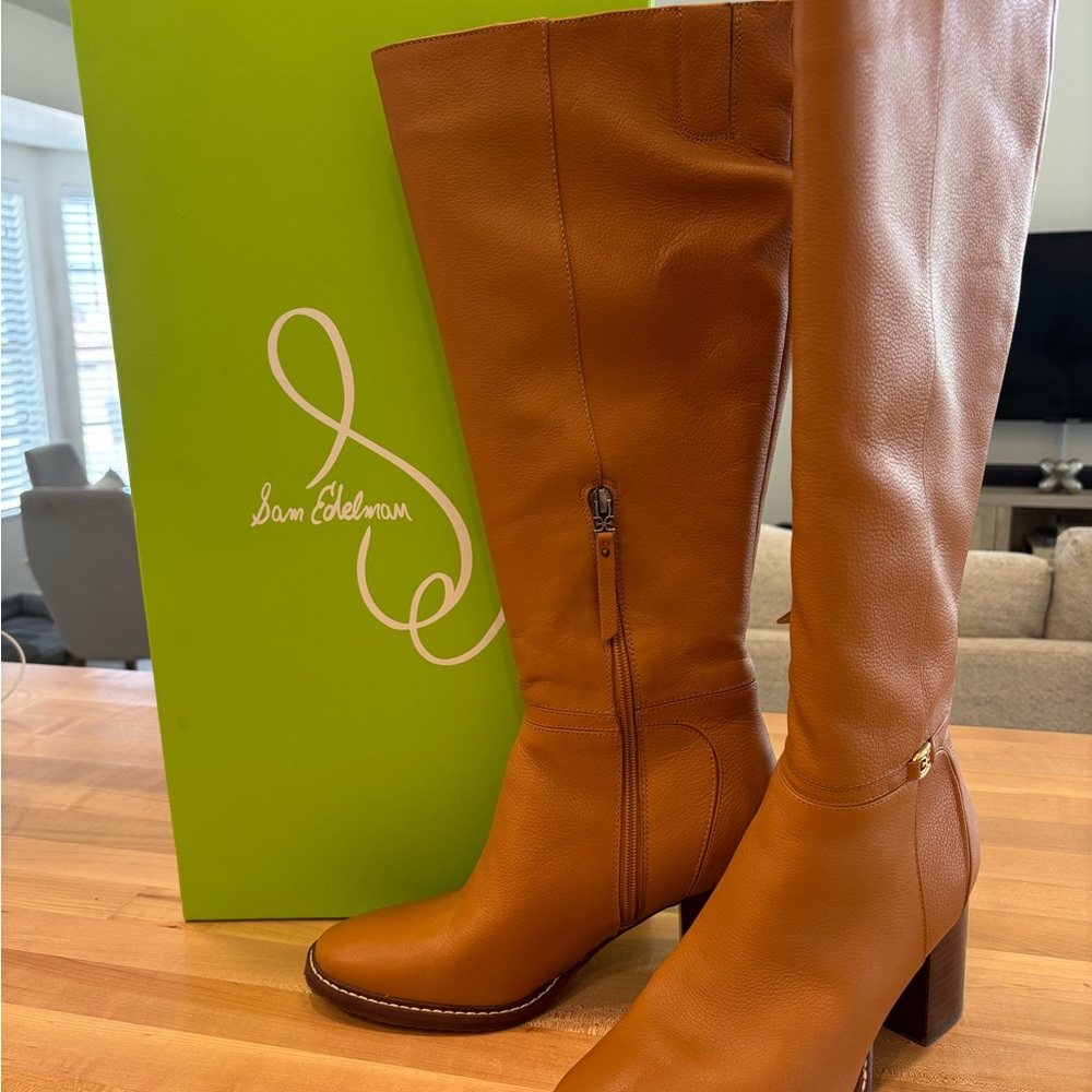 Sam Edelman Tan Heeled Boots with Classic Silhouette